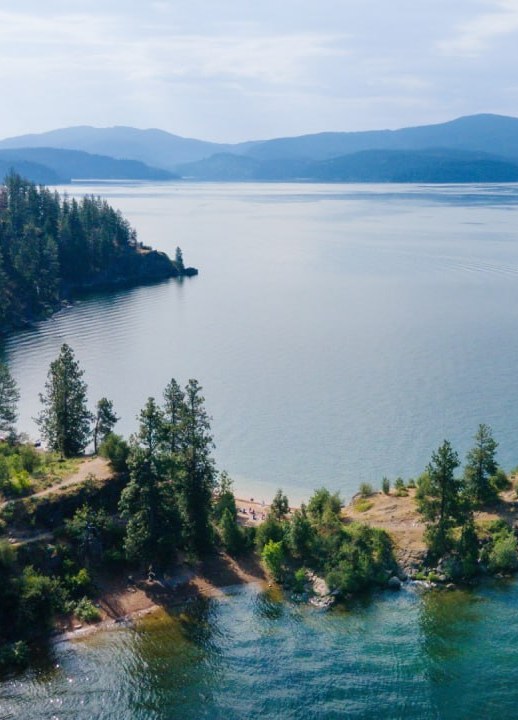 Lake Coeur d'Alene shoreline and water near the STG Ventures LLC home base